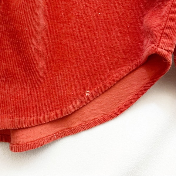 Unisex Orange Cozy Corduroy Button-up Overshirt with Mandarin Collar - Picture 7 of 11